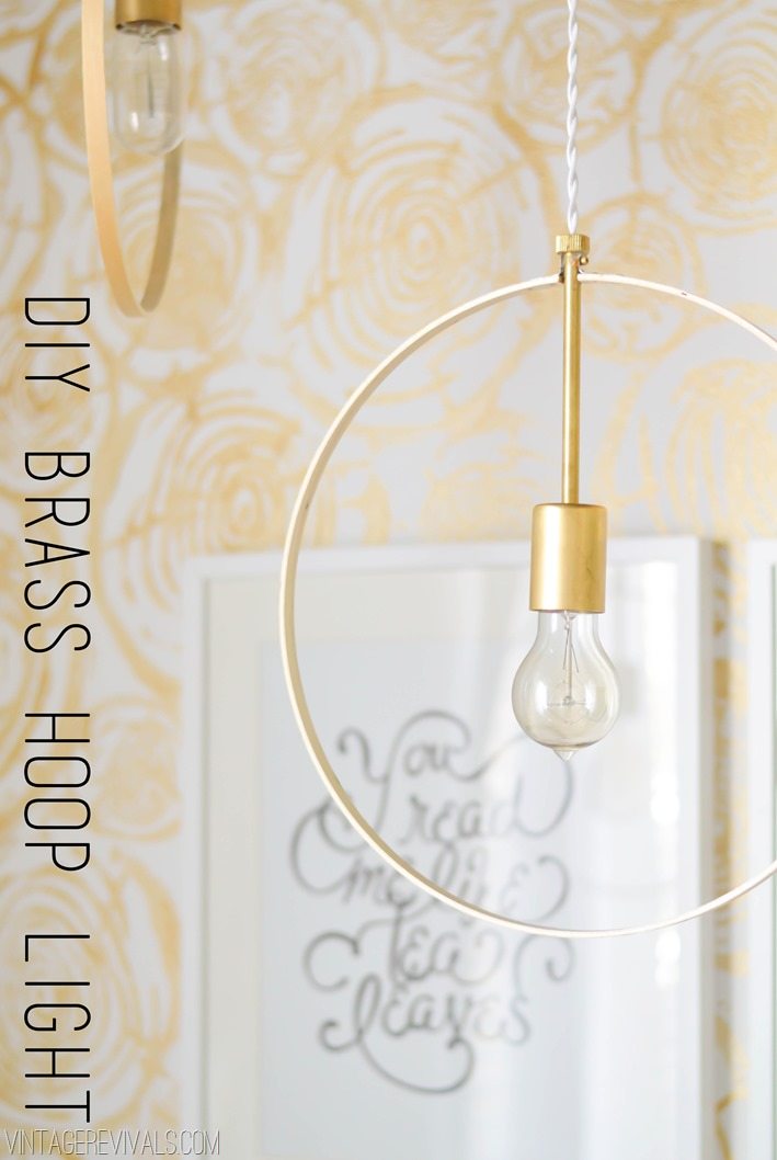 DIY Wood and Brass Hanging Hoop Pendant Lights