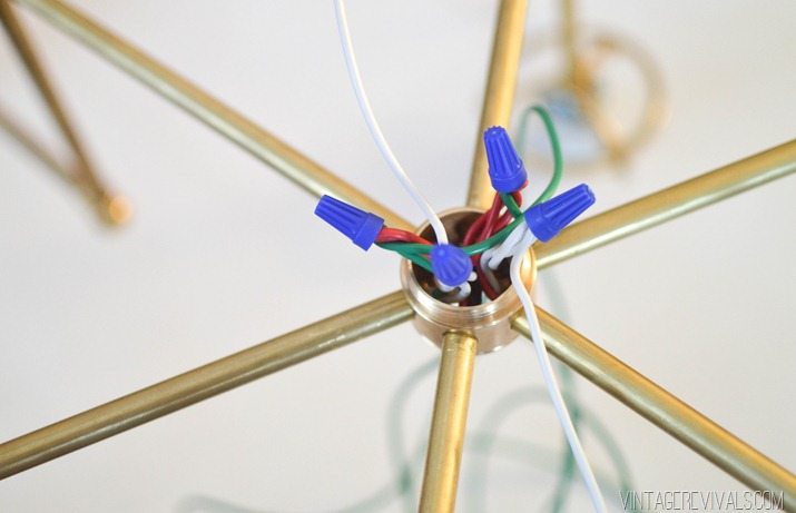 DIY Brass Bent Arm Chandelier-40