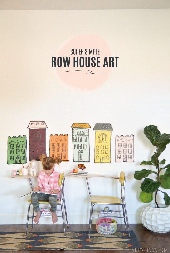 DIY Row House Wall Art (so fun for kids!!) • Vintage Revivals